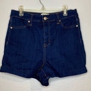 Altar’d State stretch high rise fixed cuff denim shorts dark wash 29/9